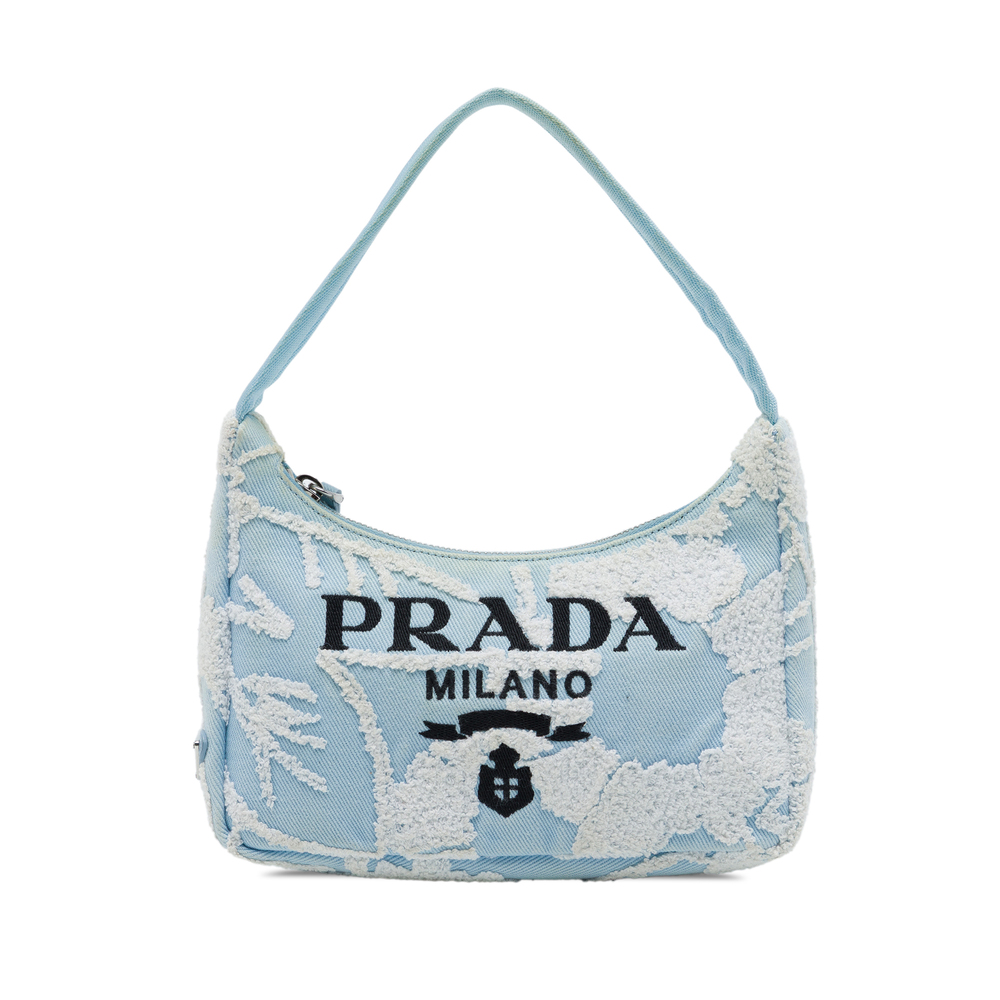 Pre-Loved Prada Mini Embroidered Drill Re Edition 2000 Shoulder Bag